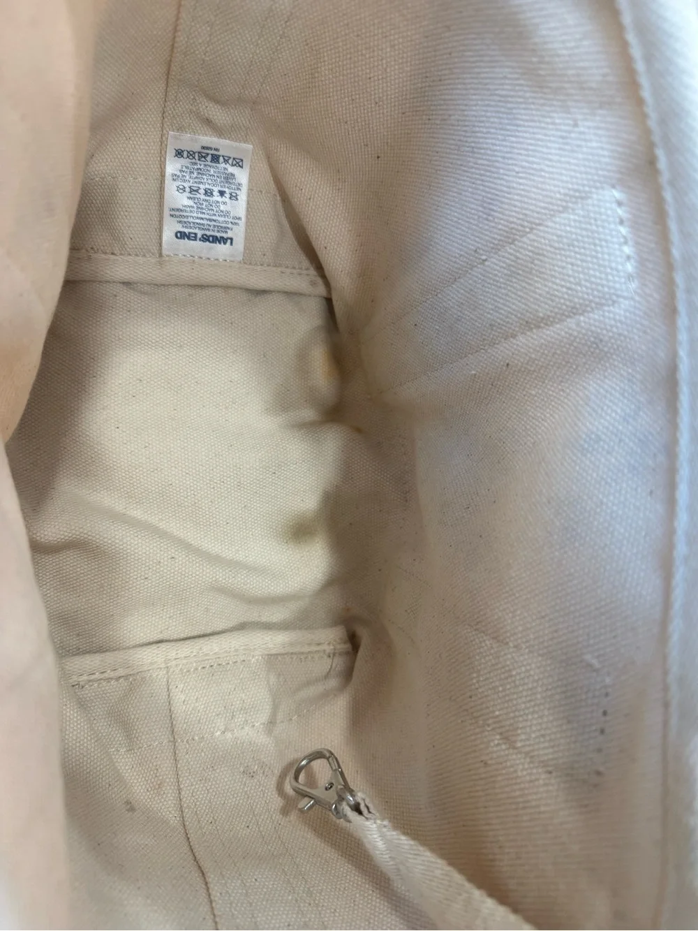 Lands' End Canvas Tote in Cream with Red Trim